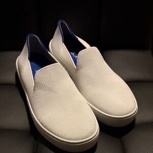 Rothy's White and Blue Slip-On Sneakers